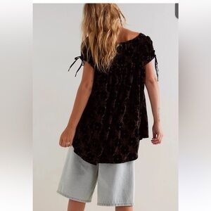 Free people X we the free summer camp velvet tunic dress black romantic  M NWT